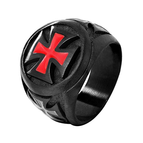 Purmy Anillos Hombre Acero Inoxidable Anillos de Cruz Negro Chapado en Oro Cover