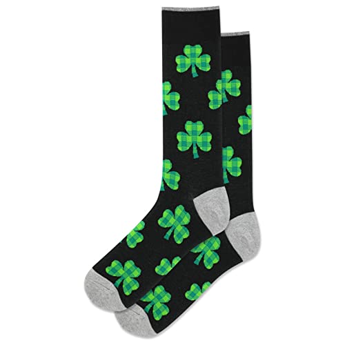 Hot Sox Men's Plaid Clover Socks 1 Pair, Black, Men's 10-13 Shoe