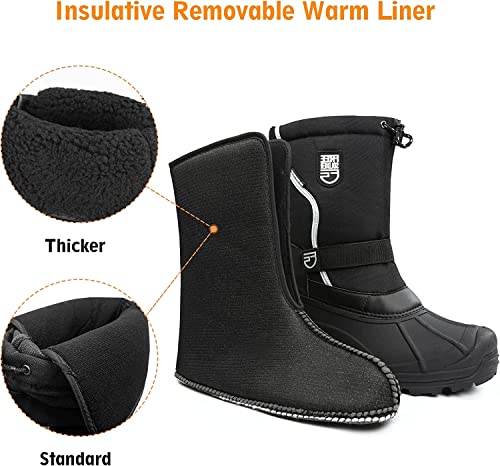 FREE SOLDIER Mens Snow Boots Insulated Waterproof Winter Shoes Nonslip Outdoor Footwear with Removable Lining(Thick Dark Black 11)4