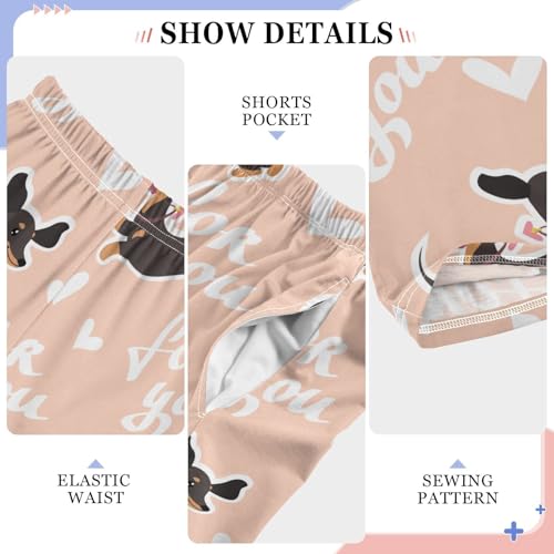 Boys' Pants Cute Dachshund Dog Long Bottoms Jogger Pants Elastic Waist Trousers with Pockets S-XL4