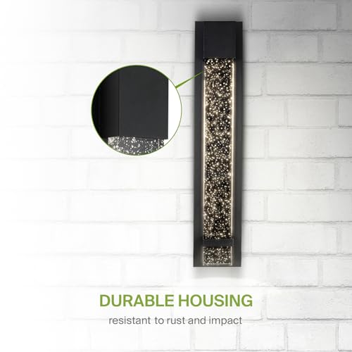 Image of ASD LED 24 inch Bubble Glass Wall Light Fixture, Outdoor & Indoor Seeded Sconce | 3CCT, Waterproof, Dimmable, ETL Listed | 20W 600LM 3000-5000K 100-277V | Exterior Lantern, Porch Lighting | Black, 4 Pack