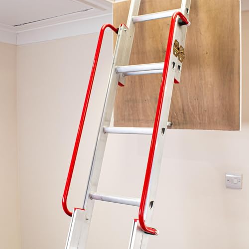 Bps Aluminium Slider | 3-Section Sliding Loft Ladder With Handrail | D-Shaped Rungs, Stowing Pole, Locking Catches | 150Kg Load Capacity - 4