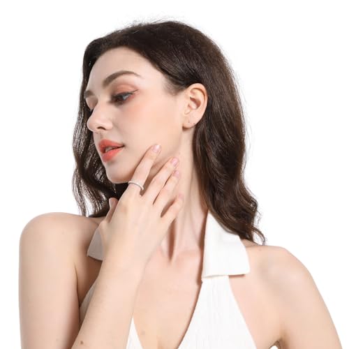 Moissanite Wedding Band, Wedding Rings for Women, D Color VVS1 Lab Created Diamond Sterling Silver Rings Half Eternity Stackable Engagement Ring Anniversary Band3