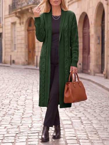 Image of Womens Long Sleeve Cardigan Sweaters Oversized Open Front Maxi Coat | Trendy Casual,Lapel,Knitted Coatigan,Soft Warm,Overcoat Pocket,2026 Fall Winter,Work Office,Going Out