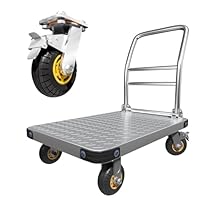 NiceyCare Schwerlast Plattformwagen (900 kg Tragfähigkeit) | Stahl Transportwagen mit 360°-Schwenkrädern (12,7 cm) | Klappbar Handwagen | 91 x 60 cm Flachbett | ideal für Lager, Werkstatt, Gastronomie