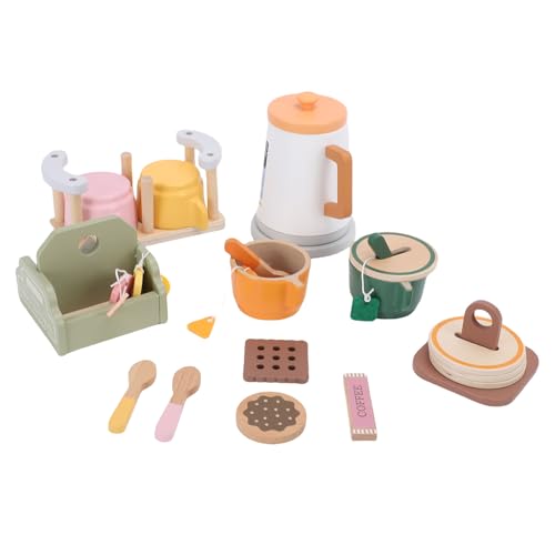 Service à thé en bois de hêtre Jiawu, cadeau de dinette idéal pour petites filles et enfants