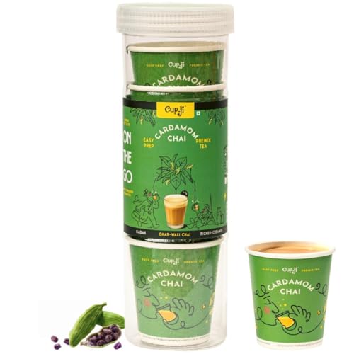 Image of Cup-Ji Cardamom Chai Premix Cups | Instant Tea | 7 Cups | Kadak Ghar-Wali | No Added Sugar | Desi Chai | On the Go | Easy Prep | For Office and Travel