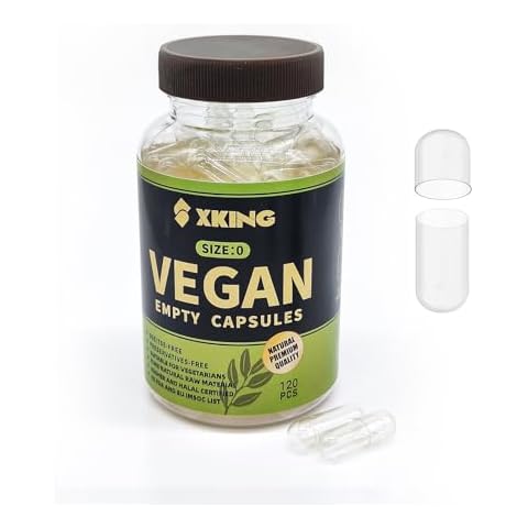 Xking Size 0 Empty Capsules 120 Count Clear Empty Vegan Capsules Empty Pill Capsules DIY Supplement Capsule Filling Cover