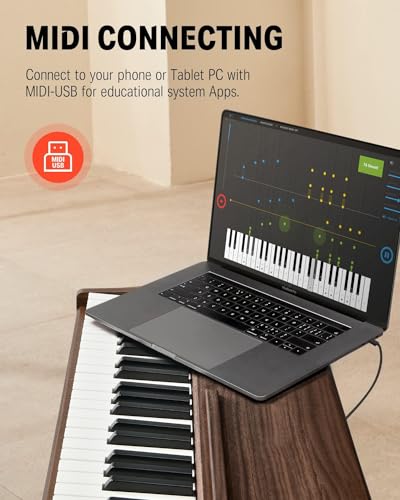 Image of Donner DDP-80 Electric Piano 88 Keys Weighted Piano, Hammer Mechanism II, Home Digital Pianos Full Size Keyboard with Stand, Triple Pedal, USB MIDI and Headphone Jack, Walnut Wood Colour