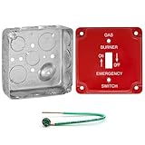 (Pack of Box and Cover) 4' Square Electrical Box, Emergency Gas Shut-Off Cover for Toggle Switch, Crushed Corners, Drawn Construction, Ten 1/2', Six 3/4' Knockouts, Raised Ground, 1-1/2' Deep
