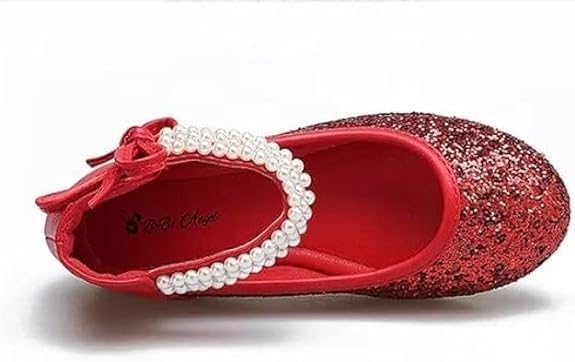 Girls Princess Sequins Shoes Mary Jane Ankle Strap Wedding Non Slip3