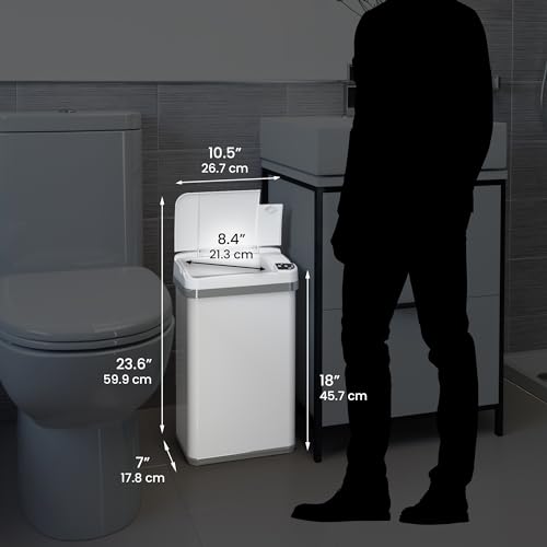 Image of iTouchless 4 Gallon /15 Liter Sensor Trash Can with Odor Filter and Fragrance Touchless Automatic Stainless Steel Waste Bin, Perfect for Office and Bathroom, Pearl White