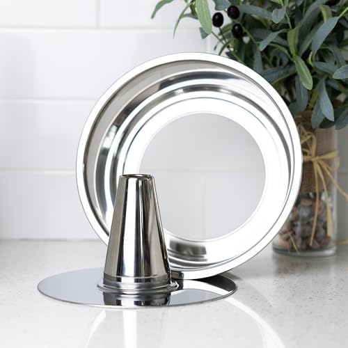 Image of Fox Run Angel Food Cake Pan, Stainless Steel, Removable Bottom, 10 inch x 5 inch | Bake Bundt Cakes & Angel Food Cakes | Durable Stainless Steel Tube Cake Pan | Consistent Results | Essential Baking Pan