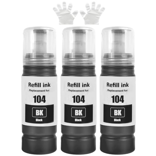 104 Tinte Kompatibel mit epson 104 Tintenpatronen Nachfülltinte für ecotank ET-1810 ET-2810 ET-2820 ET-2870 ET-2814 ET-2815 ET-2825 ET-2826 ET-2830 ET-2840 ET-2862 ET-2870 ET-2876 ET-4800 ET-4810 (3P)