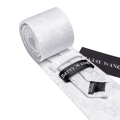 Image of Barry.Wang Flower Ties for Men Handkerchief Cufflinks Set Wedding Necktie Set Party