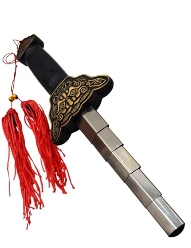 Image of BookMyCostume Foldable Ninja Sword for Kids (5+) & Adults - 32 inch Smooth Steel Blade with Plastic Handle & Red Tassel - Safe Fancy Dress Accessory & Cosplay Prop