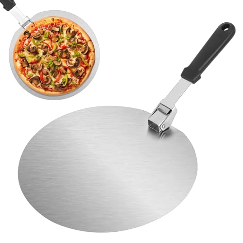 XCDMJ Pizza Peel Turning, Heavy Duty Pizza Paddle, Metal Pizza Spatula, Professional Pizza Shovel, Foldable for Easy Storage for Homemade Pizzas, Pastries, Dough, Bread, Cakes etc, 10 Inches
