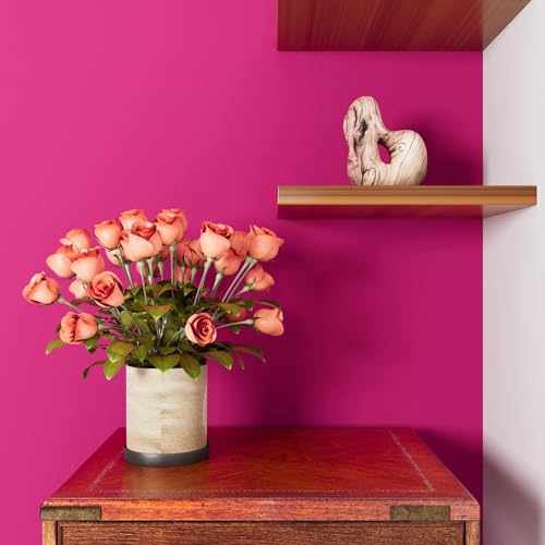 Image of Dark Pink Solid Matt Peel and Stick Wallpaper Contact Paper Wallpaper Modern Self Adhesive Wallpaper Decorative Removable 2 x 4 Feet