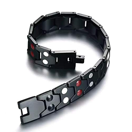 Pulseira Masculina Bracelete Magnético feita em Aço Titânio - Preta