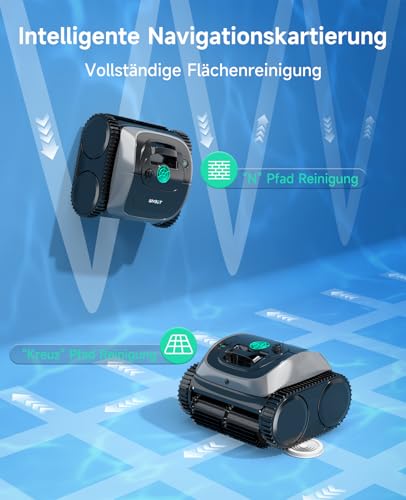 WYBOT C1 pool robot with battery Intelligent route planning, fully automatic pool cleaner floor, waterline, and wall cleaning, powerful triple motor runs for 150 minutes, 150 ㎡-Grau