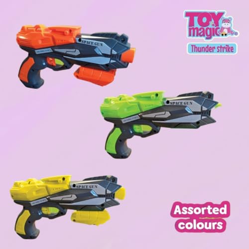 Image of ToyMagic Thunder Striker Space Gun with 6 Bullets|Pull Back, Buckle Board Machine|Soft Bullet Gun for Kids 6+|Foam Blaster Gun|Birthday Gift|Action Toy in Safe for Kids|Made in India