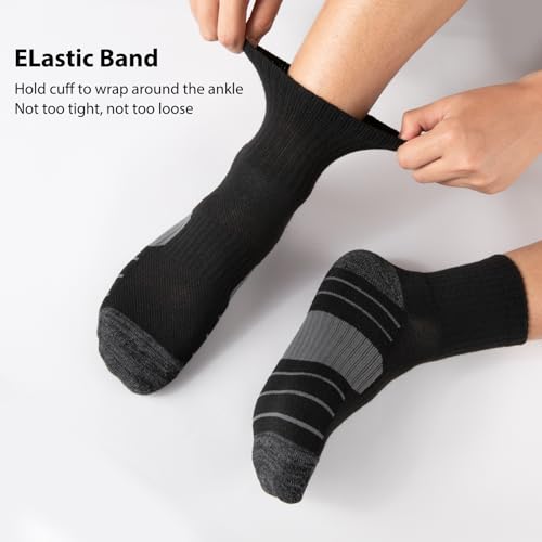 Heatuff Men's Athletic Ankle Socks Cushioned Quarter Running Mini Crew Socks for Men 6 Pairs4