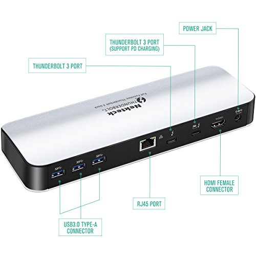 Nekteck Thunderbolt 3 Docking Station for MacBook Pro Late 2016/2017 & Windows/macOS Users