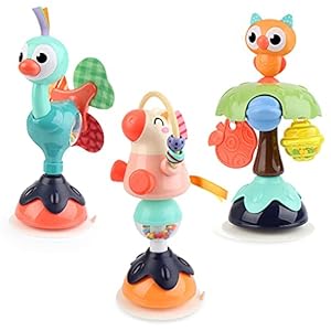 Deserthome Baby Rattles Toy Set, Infant High Chair Toys with Suction Cups, Grab and Spin, Sensory Development Toddlers…