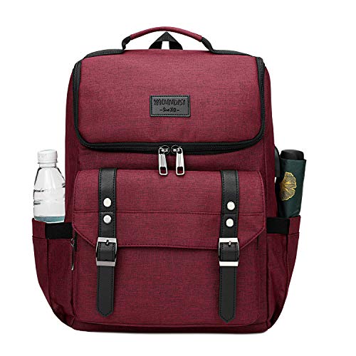 Image of YALUNDISI Vintage Backpack Travel Laptop Backpack with usb Charging Port for Women & Men College Backpack Fits 15.6 Inch Laptop Red
