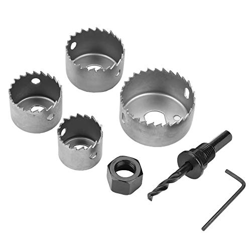 Broca tipo Hole Saw de acero al carbono Jeanoko, 4 tamaños: 32 mm, 38 mm, 44 mm y 54 mm, con varilla y llave hexagonal, para carpintería, puertas, armarios y escritorios miniatura 3
