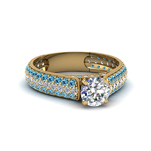 Anillo de pavé de diamantes redondo ideal para pedidas de mano tradicionales y aniversarios