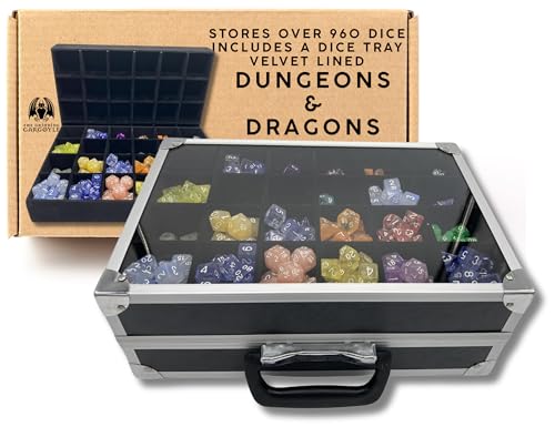 Dice Display Case with Dice Tray for DnD Gifts - Store Up to 960 Polyhedral Dice, 24 Slots Per Tray - DnD Dice Tray with Removable Felt Storage Trays - Crystal Clear Lid for Pristine Viewing Dice Display Case with Dice Tray for DnD Gifts - Store Up to 960 Polyhedral Dice, 24 Slots Per Tray - DnD Dice Tray with Removable Felt Storage Trays - Crystal Clear Lid for Pristine Viewing