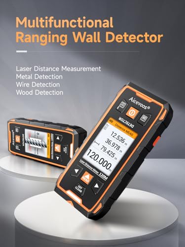 Aicevoos Stud Finder Wall Scanner - 2 in 1 Stud Finder Tool and 393ft Laser Measure w/Microprocessor Chip and HD LCD Display, Stud Detector - Image 2