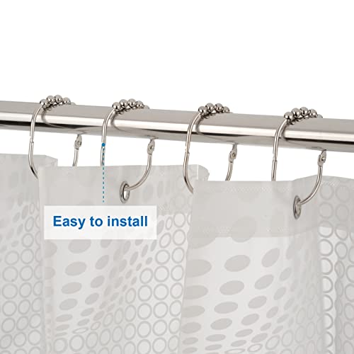 Amazer Shower Curtain Hooks Rings, Metal Wide Shower Curtain Rings Hooks For Bathroom Shower Rod, Polished Nickel, Set Of 12 #TOP3