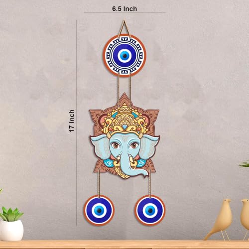 Image of Artvibes Lord Ganesha Evil Eye Wall Hanging for Home Entrance | Spiritual Nazar Battu MDF Wall Decor | Vastu Decorative Wall Art for Living Room | Office | Temple & Main Door | Gift Item (WH 8552N)
