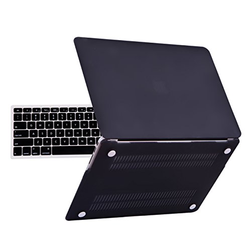 HDE MacBook Air 13 inch Case - Hard Shell Cover Keyboard Skin Fits Previous Generations A1466 A1369 (2008-2017) - Black