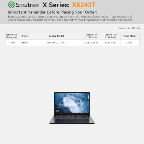 Image of Smatree Hard EVA Protective Sleeve Case Compatible for 14 inch Lenovo IdeaPad 1i /1 Gen 7, 14 inch Lenovo ThinkPad C14 Chromebook Enterprise, Anti-Shock and Waterproof Laptop Case (X8243T)