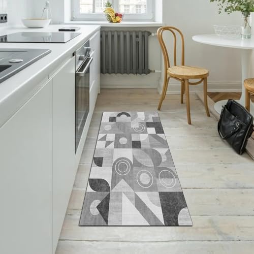 Alfombra de pasillo antideslizante y lavable que protege el suelo gris 5