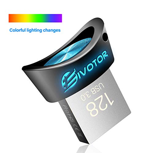 Memoria USB 128GB 3.0, EIVOTOR USB Stick LED Color Degradado Mini Flash Drive Pendrive Portátil Pennetta Impermeable Memory Stick para PC/Tablet/Notebook/Car/Computadora