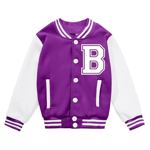 Image of BAICAIYU Kids Baseball Jackets Boys and Girls Varsity Coat Buttons Cardigan Letter Sport Letterman School Jacket