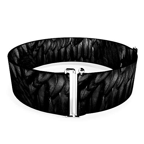 Buckle-Down Disney Belt, Cinch Belt Maleficents Wing Feathers Bounding Black Grays, 3.0 Inch Wide, Adjustable