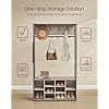 VASAGLE Hall Tree with Bench and Shoe Storage, Coat Rack with Shoe Bench, Entryway Furniture, Open Compartments, Industrial Style, Space Saving, Heather Greige and Ink Black UHSR432G01