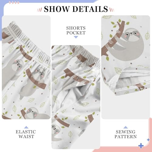 ZZXXB Sloth Print Boys Long Pants Soft Trousers Elastic Waist Kids Lounge Bottoms with Pockets S-XL4