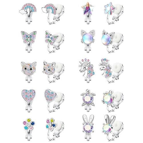 Cute Clip on Earrings for Girls Women Hypoallergenic - Heart Butterfly Flower Clip On Earrings for...