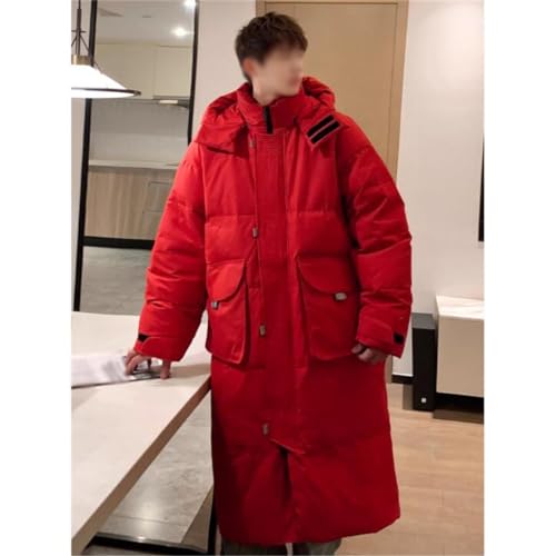 Long Down Jacket Male Winter Thick Warm Korean Version Of Loose Lovers Coat Youth Hooded3