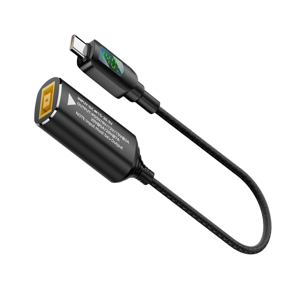 Xiwai 長方形ジャック Thinkpad X1 入力 USB-C タイプ-C 140W 電源ケーブル スマート LED ディスプレイ ノートパソコン 携帯電話充電 PD9V/5V/20V/7A