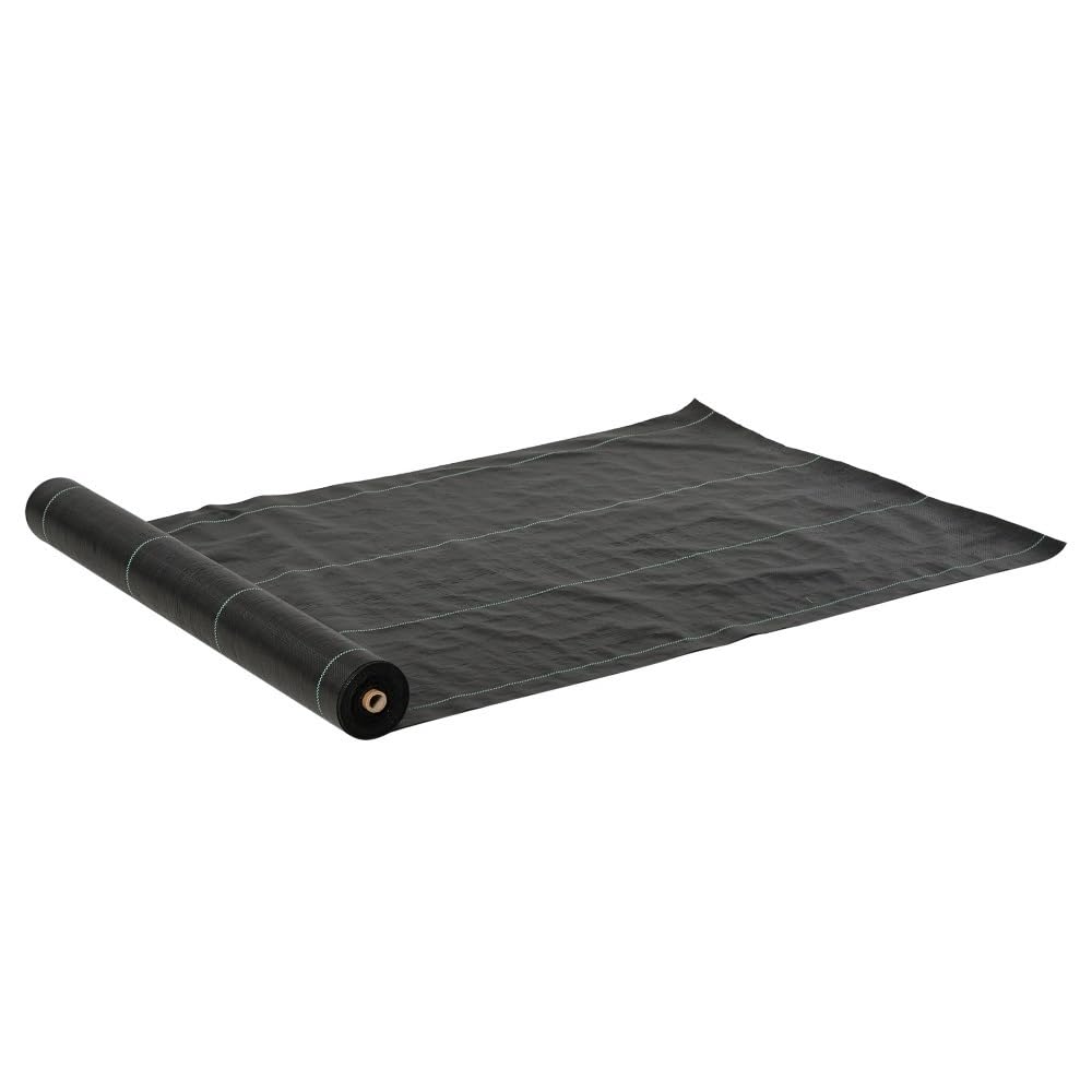 Geotextil de Malla de jardín de 50 m, Malla Permeable de Tela Grapa de Paisaje de Polipropileno Negro de 100 g/m² 1 Pieza(2m)