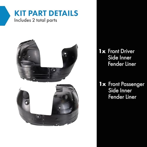 Image of TRQ Front Inner Fender Liner Set Compatible with 2016-2018 Kia Sorento KI1248142 KI1249142