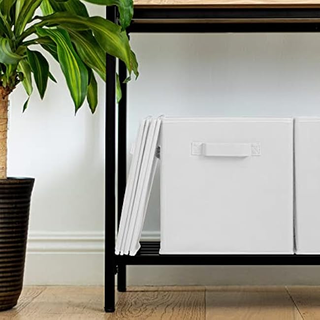 Pomatree Storage Cubes - 11 inch Cube Storage Bins (9 Pack) | Foldable Cubby Organizer Bin for Closet, Clothes and Toys | 2 Reinforced Handles | Fabric Basket Bin (White)