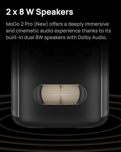 Image of XGIMI MoGo 2 Pro (New) Portable Projector with Multi-Angle Stand, 1080P Mini Projector, Google TV with Licensed Netflix, 430 ISO Lumens, 2 x 8W Speakers, Autofocus, Intelligent Screen | Google TV with Licensed Netflix, Mini Projector with 430 ISO Lumens, 2 x 8W Speakers, Autofocus, Intelligent Screen